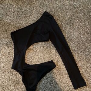 Black One-Shoulder Bodysuit